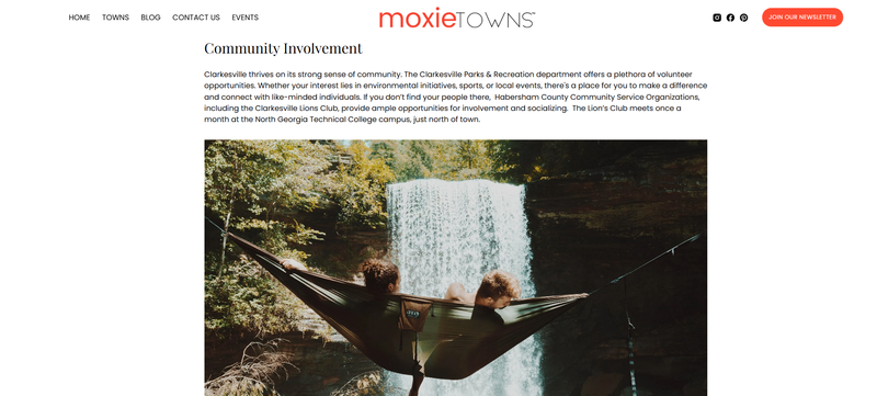 Screen shot from a blog on the community of Clarkesville GA