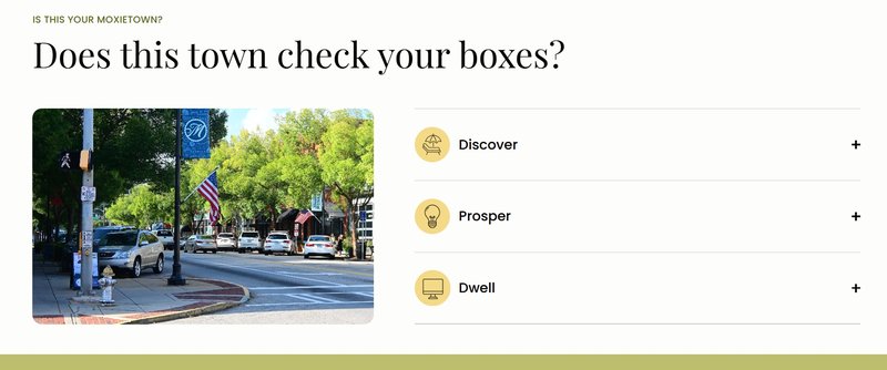 screenshot from moxietowns featuring a list of criteria for the visitor to decide if they want to visit the town