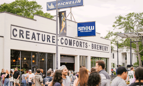 A photo of Creature Comforts Athens tasting room.